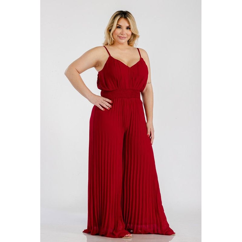 Flowy Mix Jumpsuit - Wine