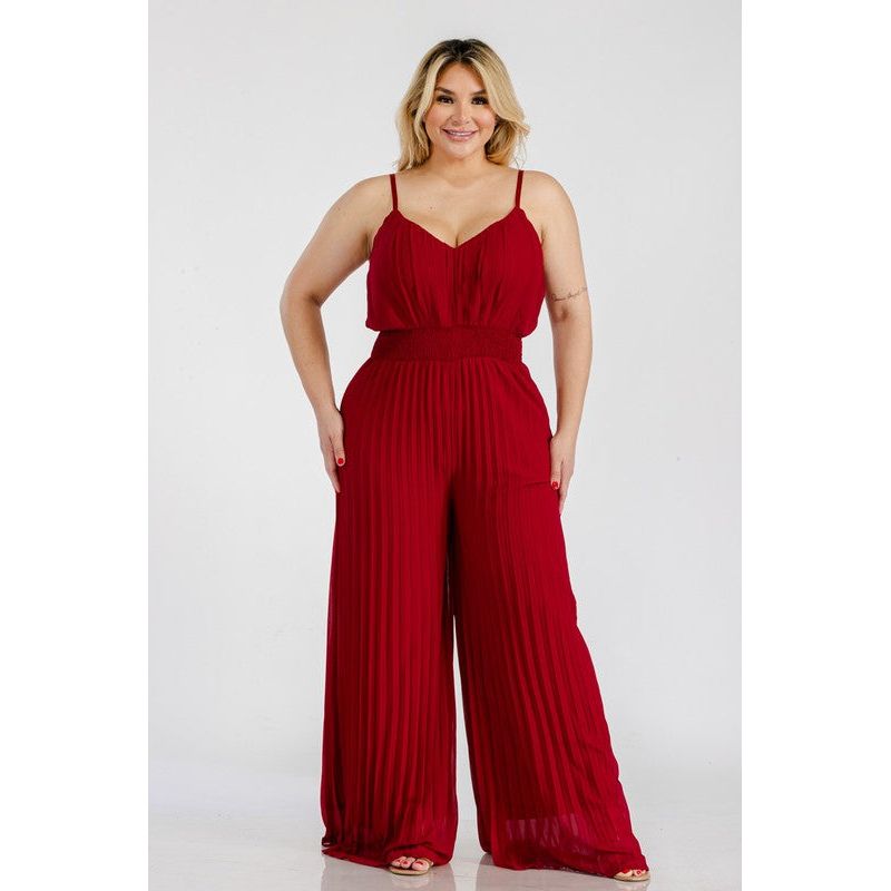Flowy Mix Jumpsuit - Wine