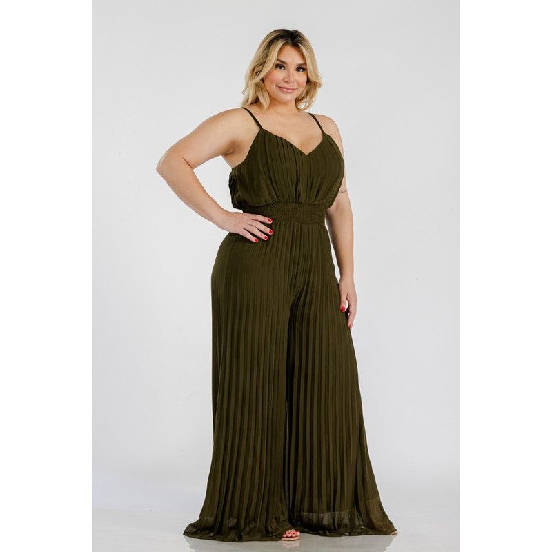 Flowy Mix Jumpsuit - Olive