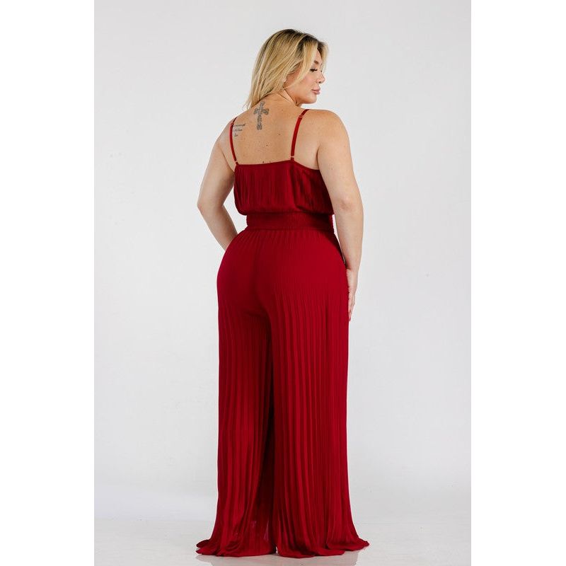 Flowy Mix Jumpsuit - Wine