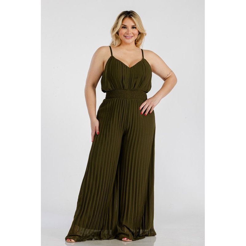 Flowy Mix Jumpsuit - Olive