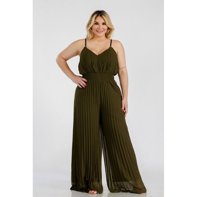 Flowy Mix Jumpsuit - Olive