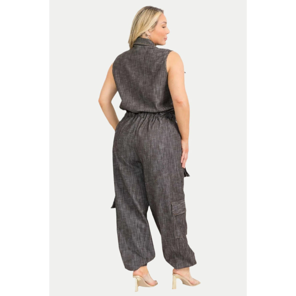Denim Cargo Jumpsuit