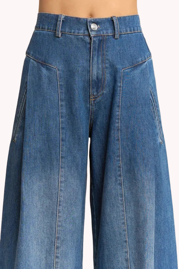 Denim Drama Wide-Leg Pants