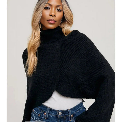 Cropped Knit Sweater - Oatmeal