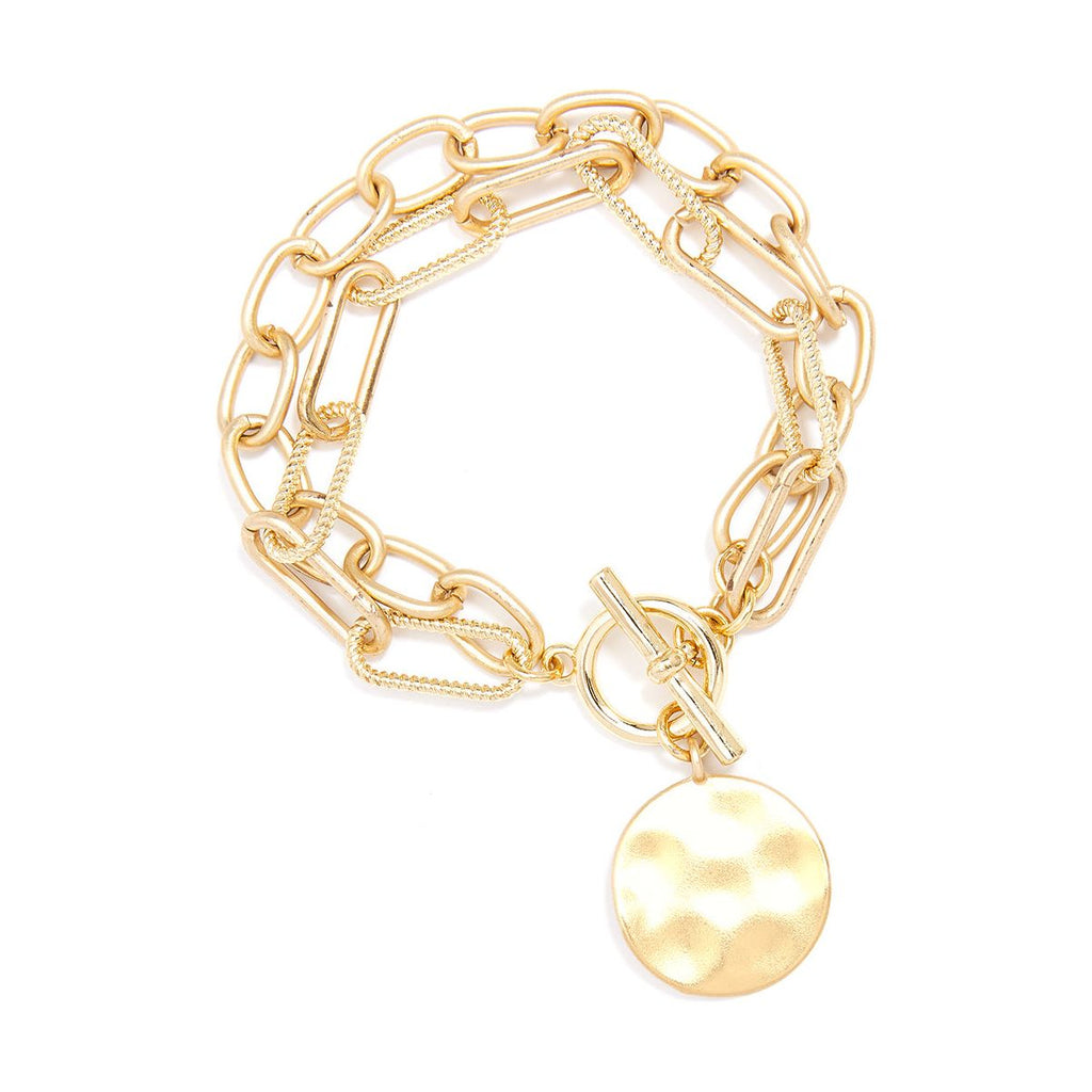Oval & Paper Clip Bracelet - Gold