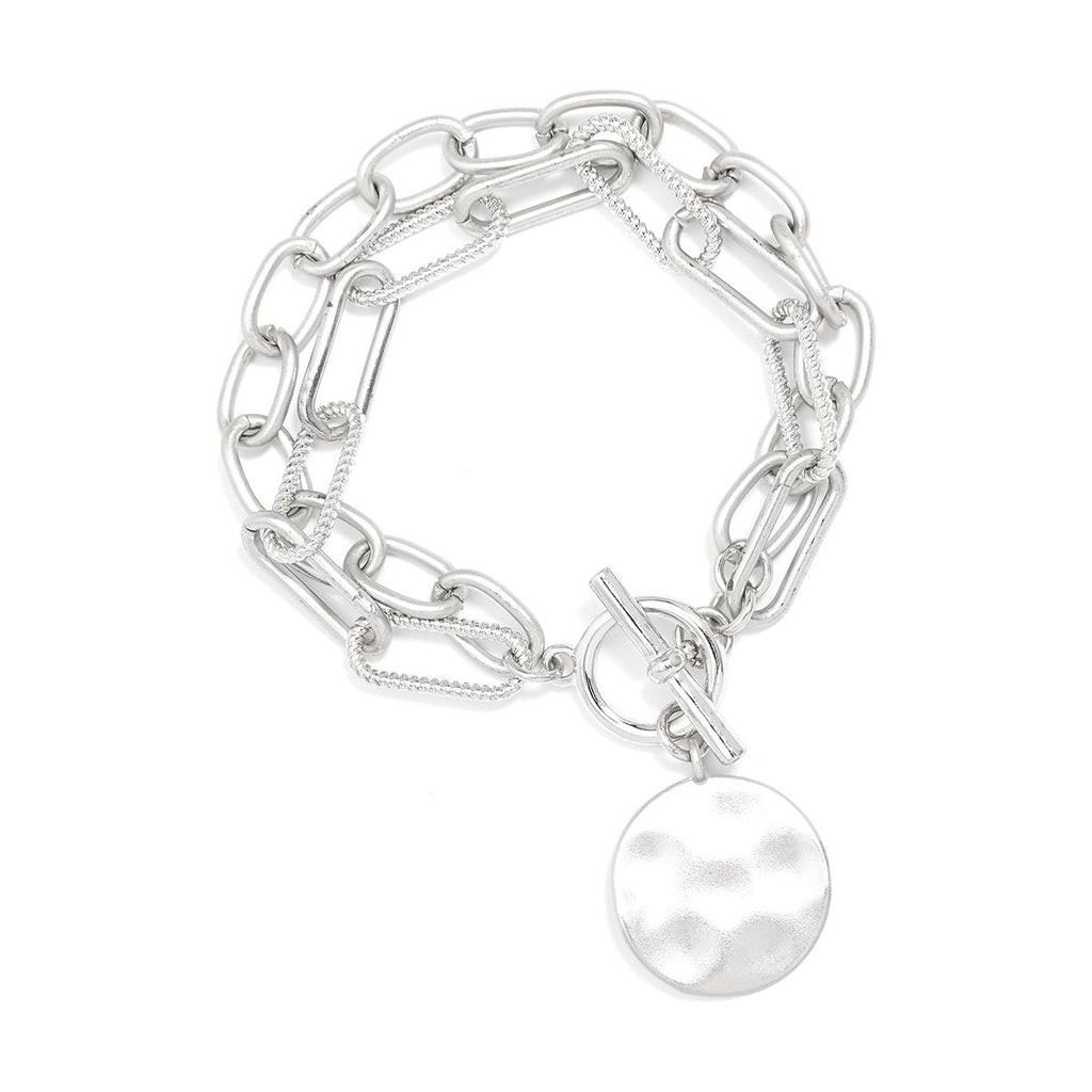 Oval & Paper Clip Bracelet - Silver
