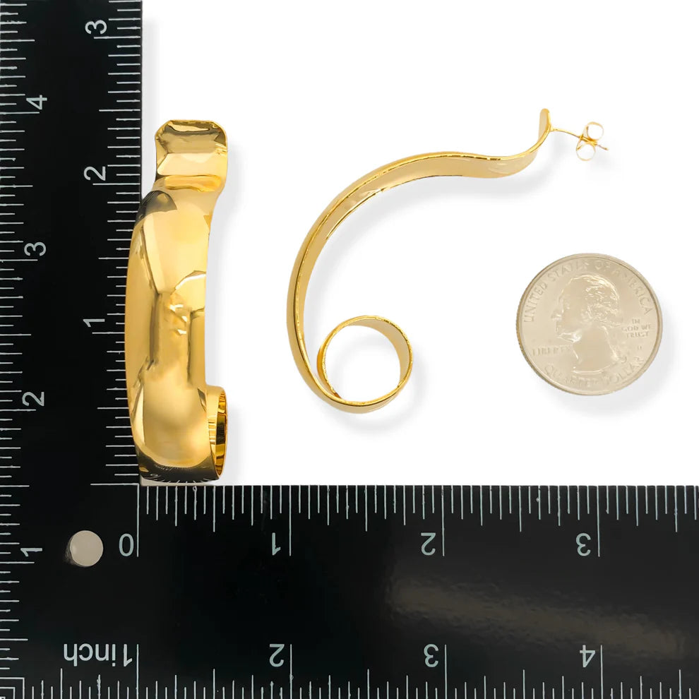 Swirl Statement Earrings - Gold