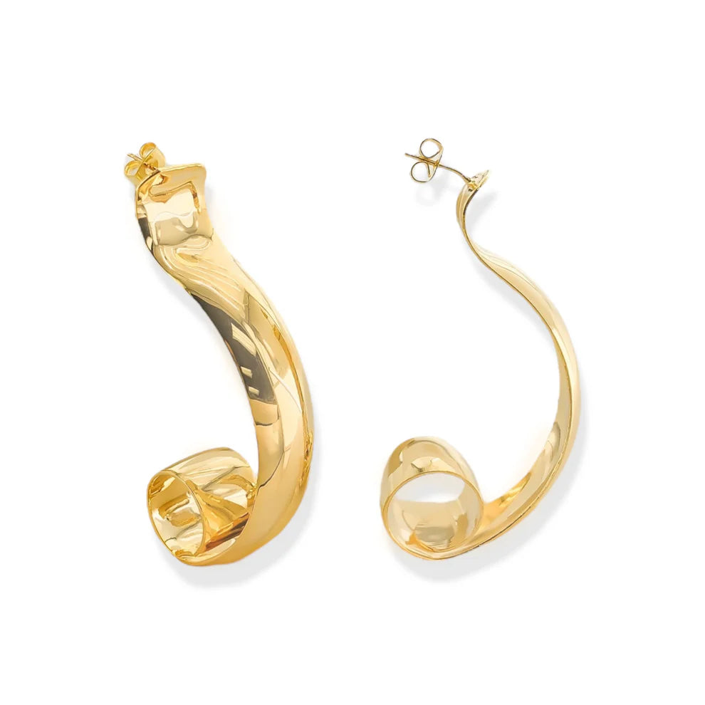 Swirl Statement Earrings - Gold