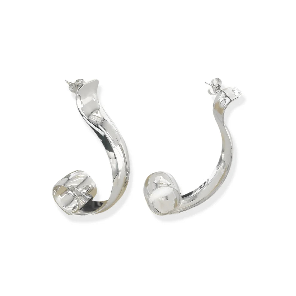 Swirl Statement Earrings - Rhodium