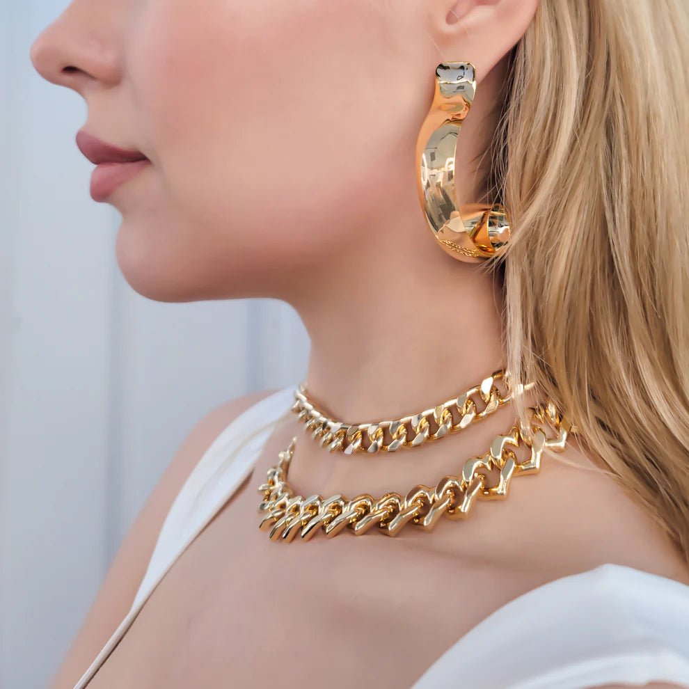 Swirl Statement Earrings - Gold