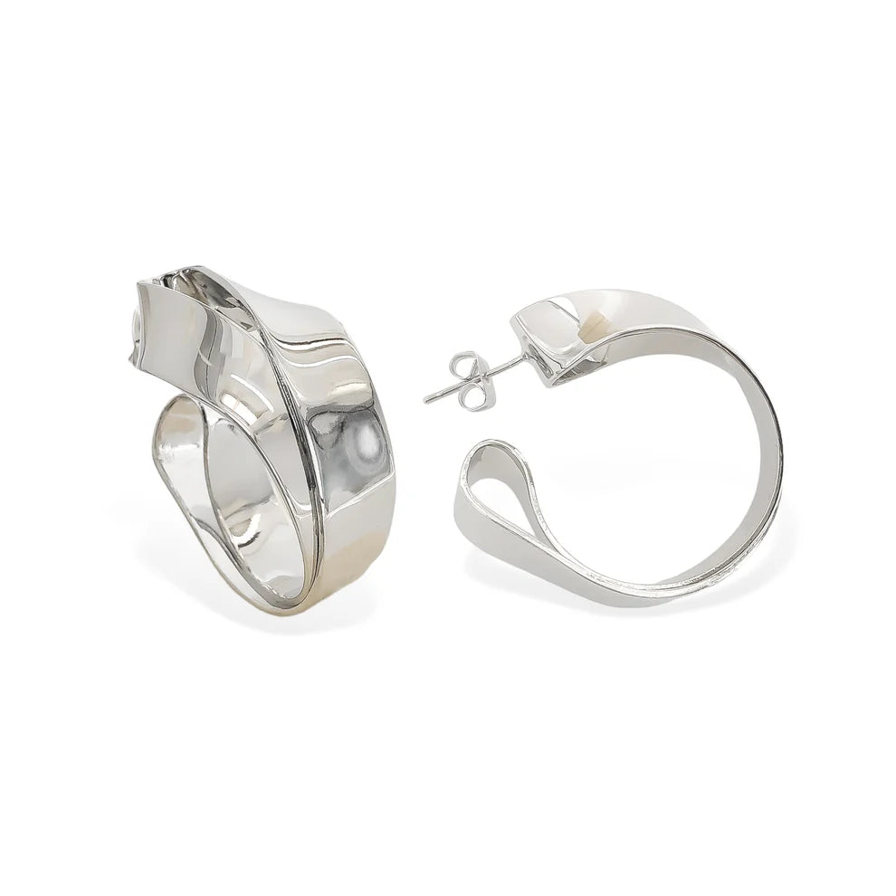 Looped Hoop Earrings - Rhodium