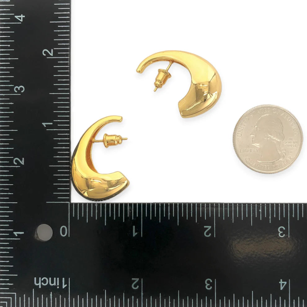 Curved Hoop Earrings - Gold