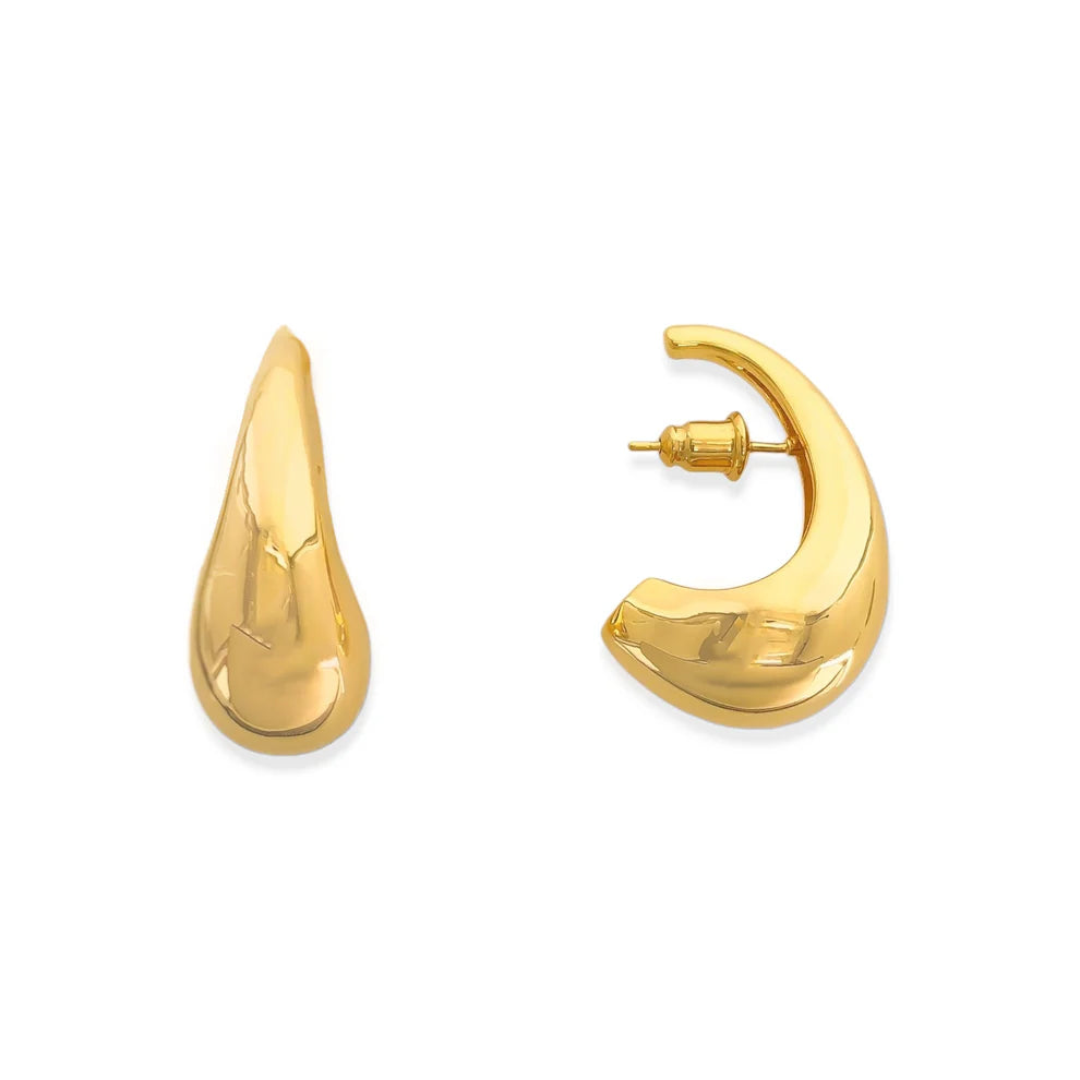 Curved Hoop Earrings - Gold