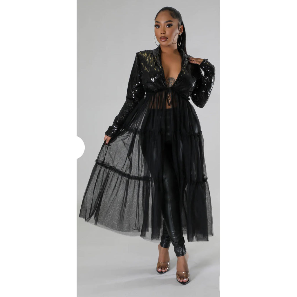 Nothing to Sequin Top - Black