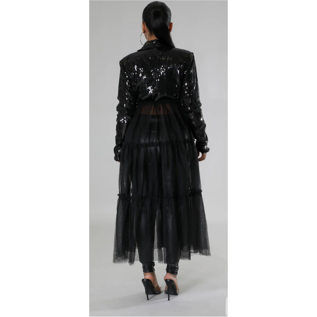 Nothing to Sequin Top - Black