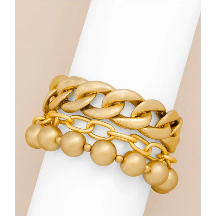 Mixed Media Bracelet - Matte Gold