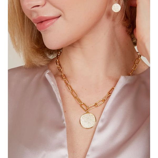 Pave Pendant Necklace - Gold