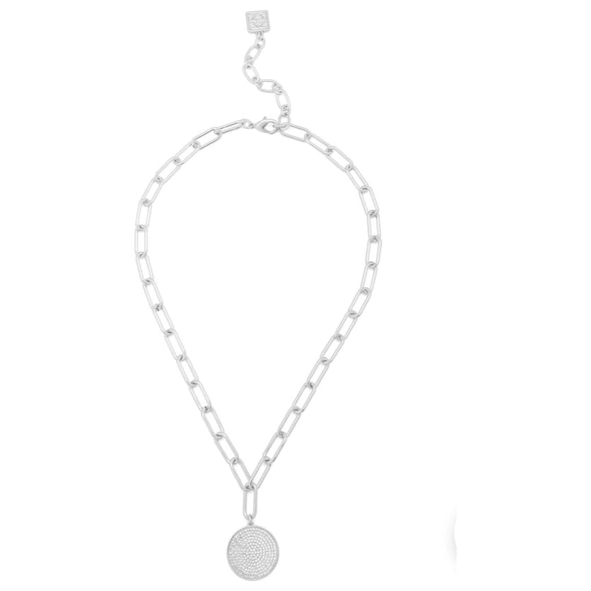 Pave Pendant Necklace - Rhodium