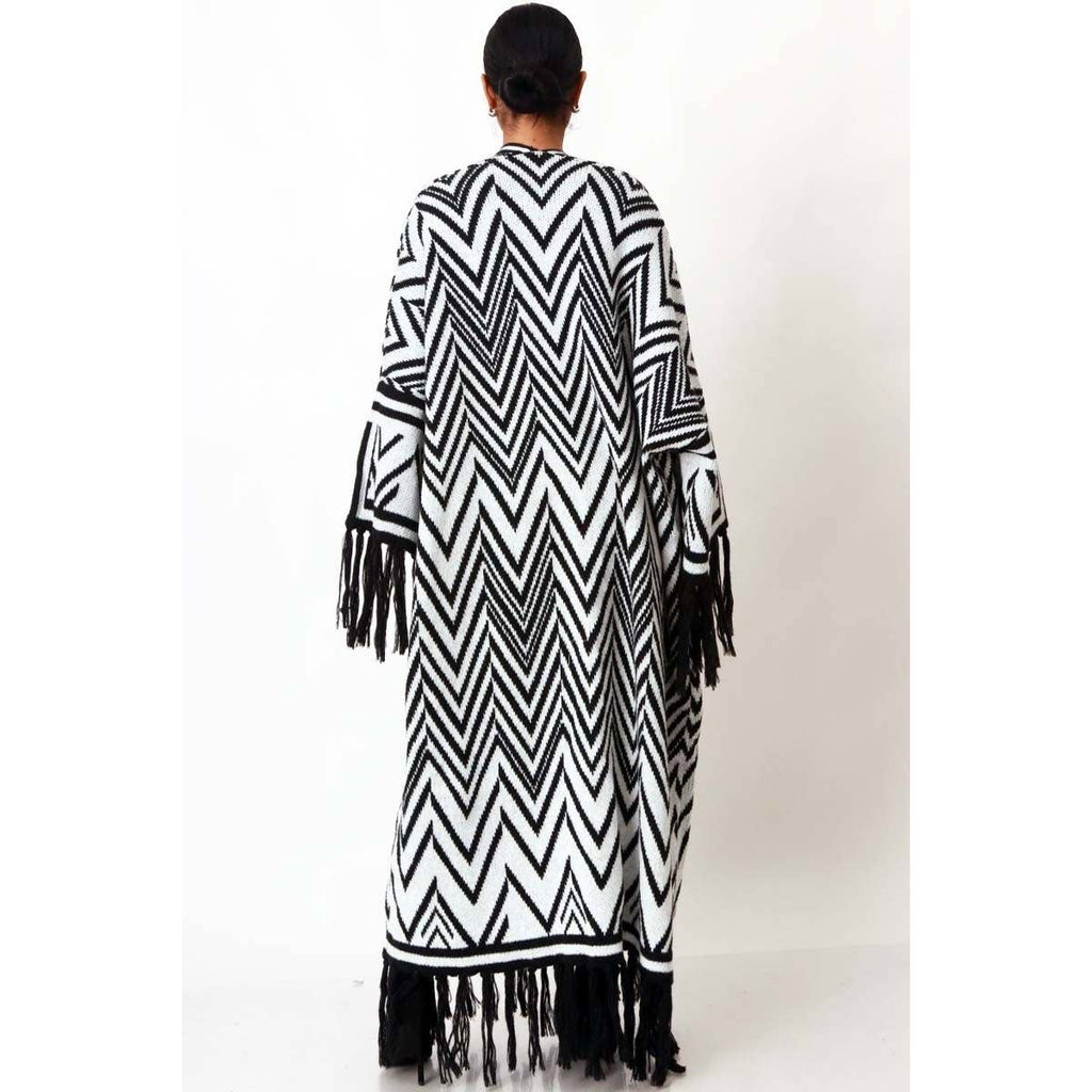 Chevron Chic Fringe Kimono Coat