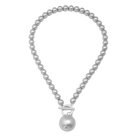 Ball and Loop Necklace - Rhodium
