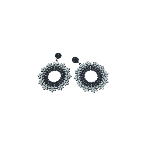 Pave Disc Earrings - Rhodium