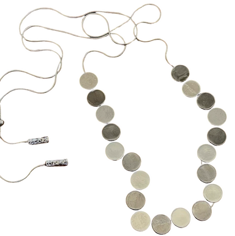 Hammered Medallion Necklace - Silver