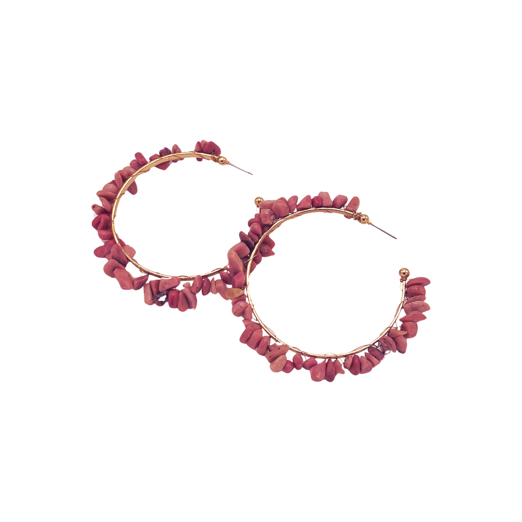 Stoned Earrings - Pink