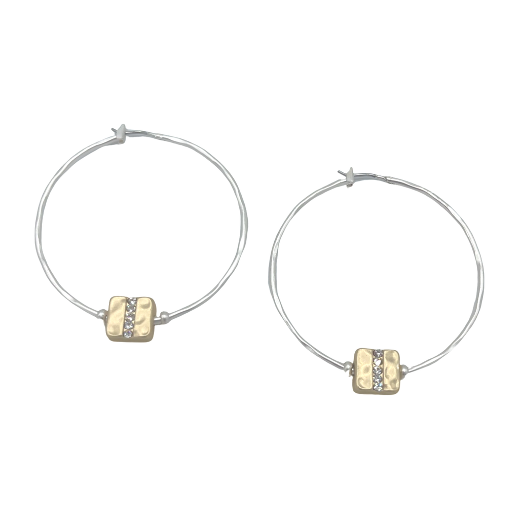 Square Bling Earrings - Silver