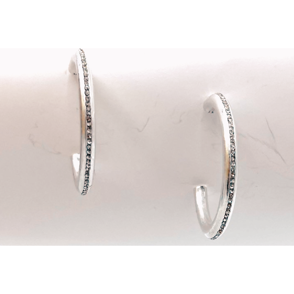 Hoop Line Earrings - Silver