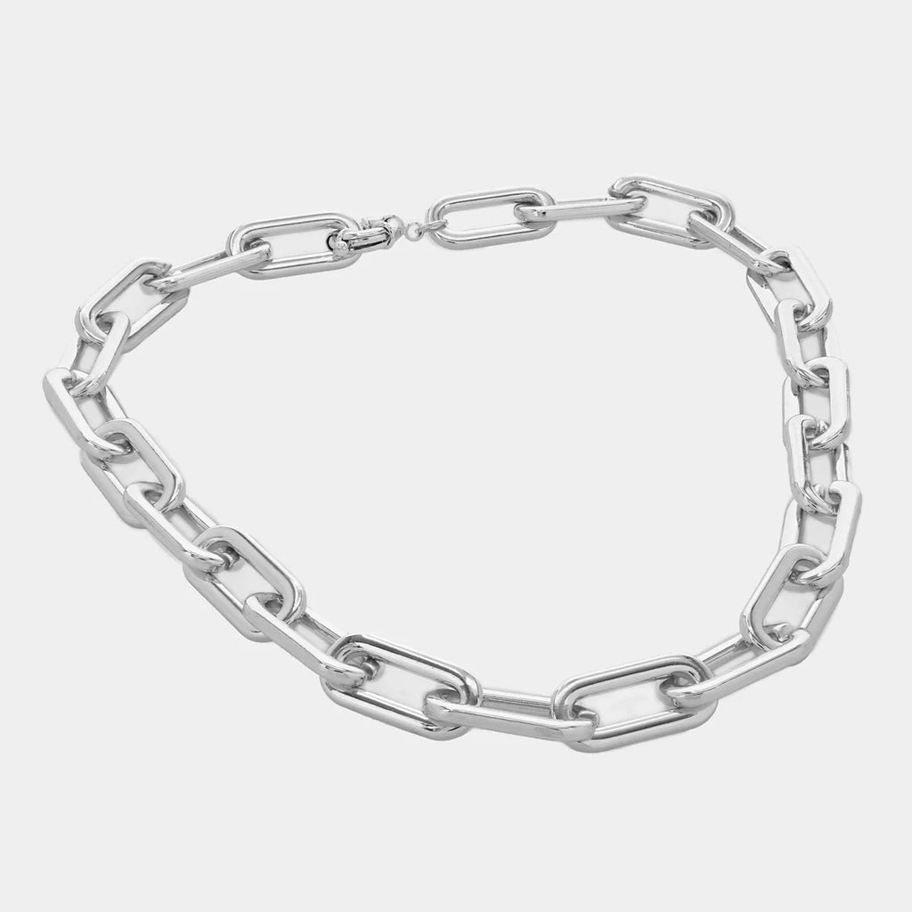 Paperclip Large Necklace - Rhodium