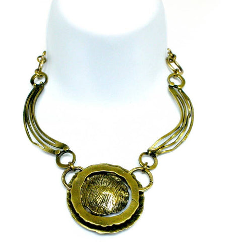 Mixed Media Collar Necklace - Gold