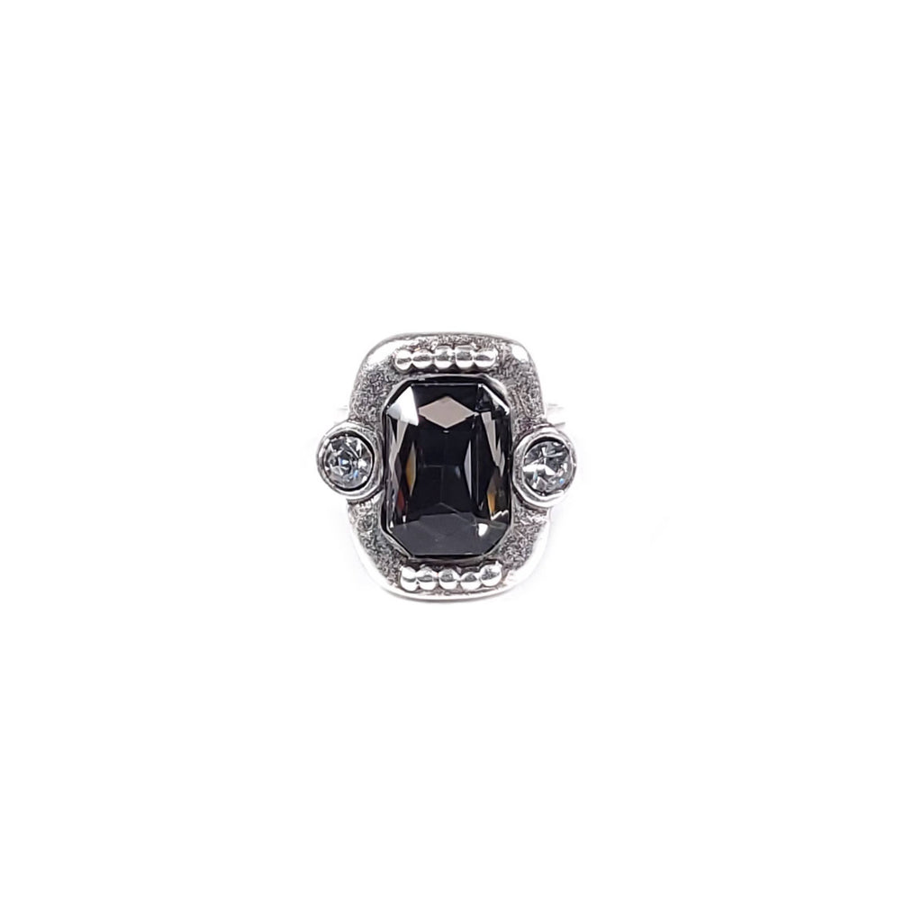 Pewter Gray Crystal Ring
