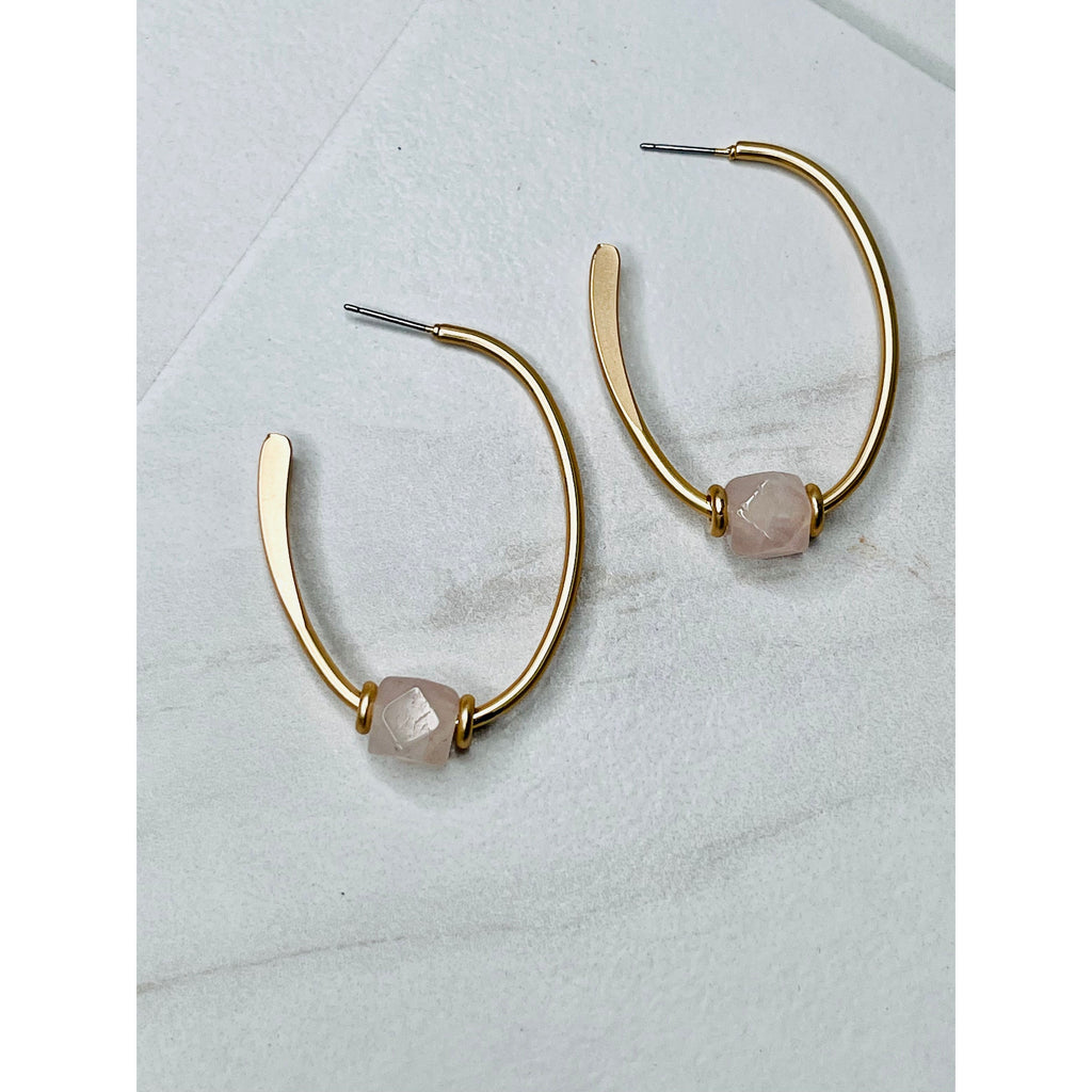 Gold Hoop Stone Accent - Earrings