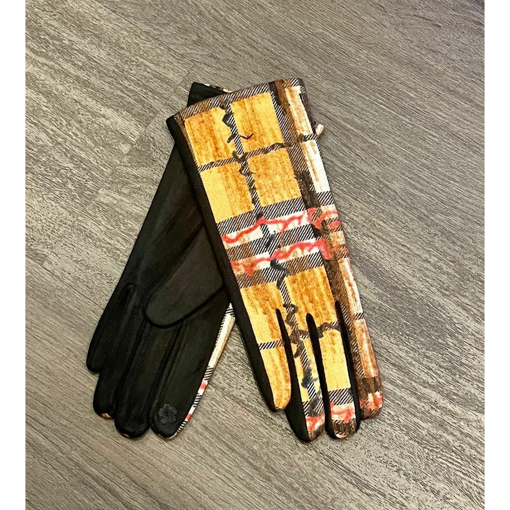 Mustard Print Gloves