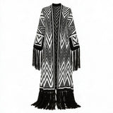 Chevron Chic Fringe Kimono Coat