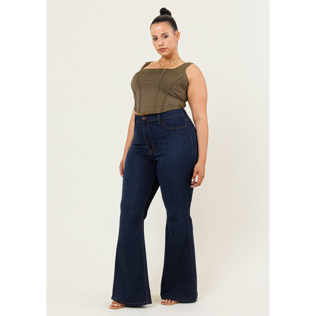 Curve Appeal High-Waisted Flare Jeans - Plus
