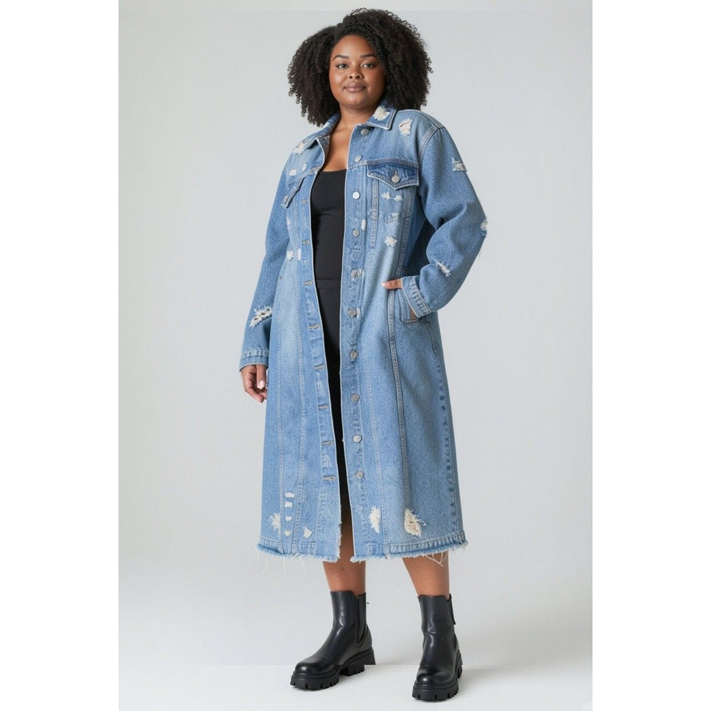 Denim After Dark Longline Coat - Plus