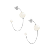 Double Pearl Hoop Earrings - Silver