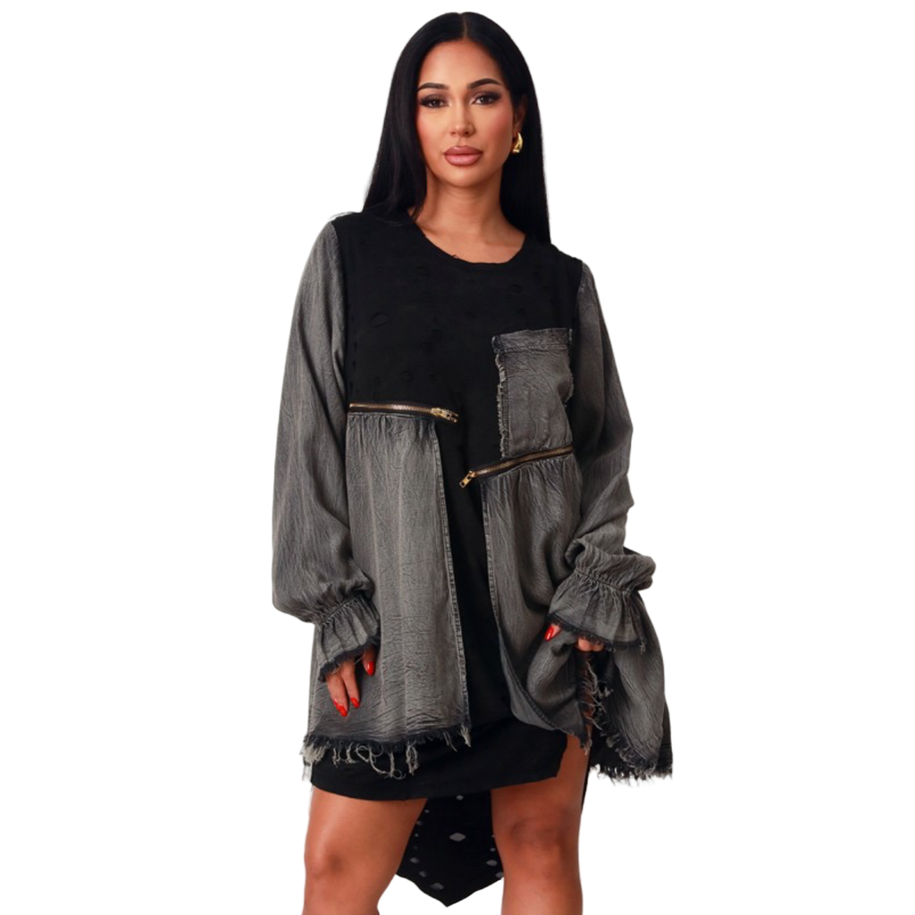 Denim Contrast Dress