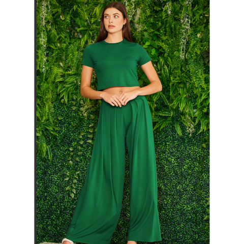 Puff Sleeve Mini Dress - Green