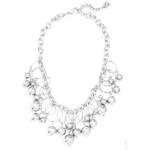 Hammered Medallion Collar Necklace - Silver