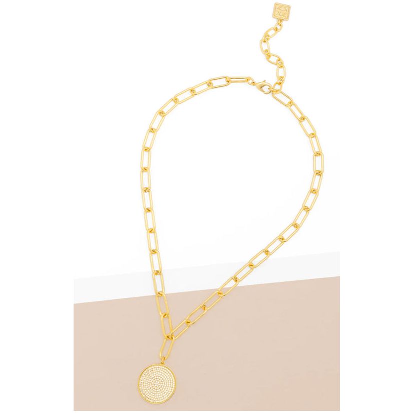 Pave Pendant Necklace - Gold