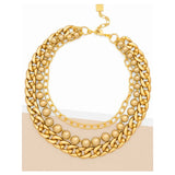 Mixed Media Collar Necklace - Gold