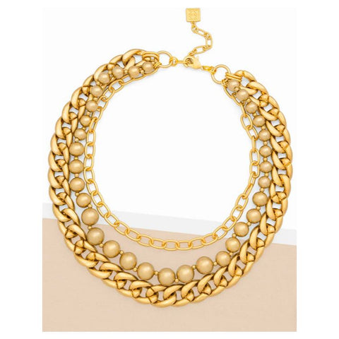 Beaded Collar Necklace - Gold