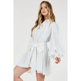 Bubble Sleeve Dress White