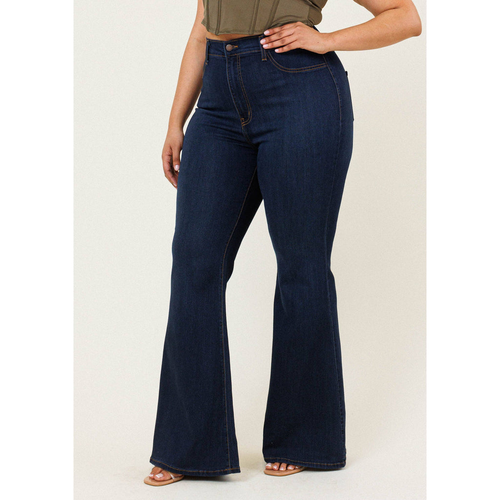Curve Appeal High-Waisted Flare Jeans - Plus