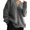 Fuzzy oversized button front cardigan: Grey / L