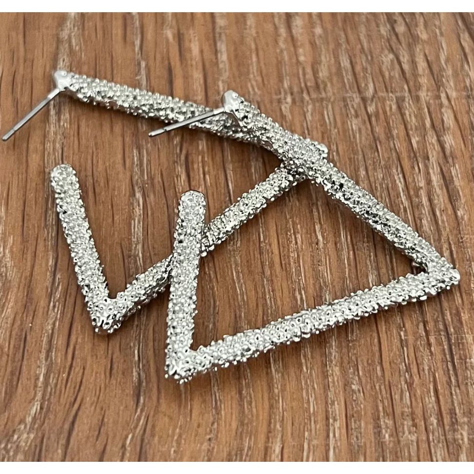 Triangle Earrings - Rhodium
