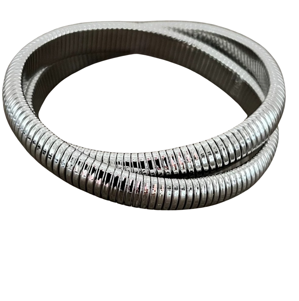 10MM Double Cobra Bracelet - Silver